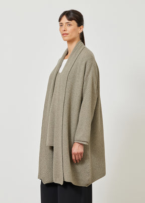 cashmere a-line scrunch shawl collar knit cardigan - long plus