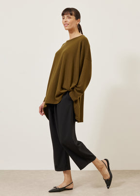 smaller front larger back round neck sweater - long