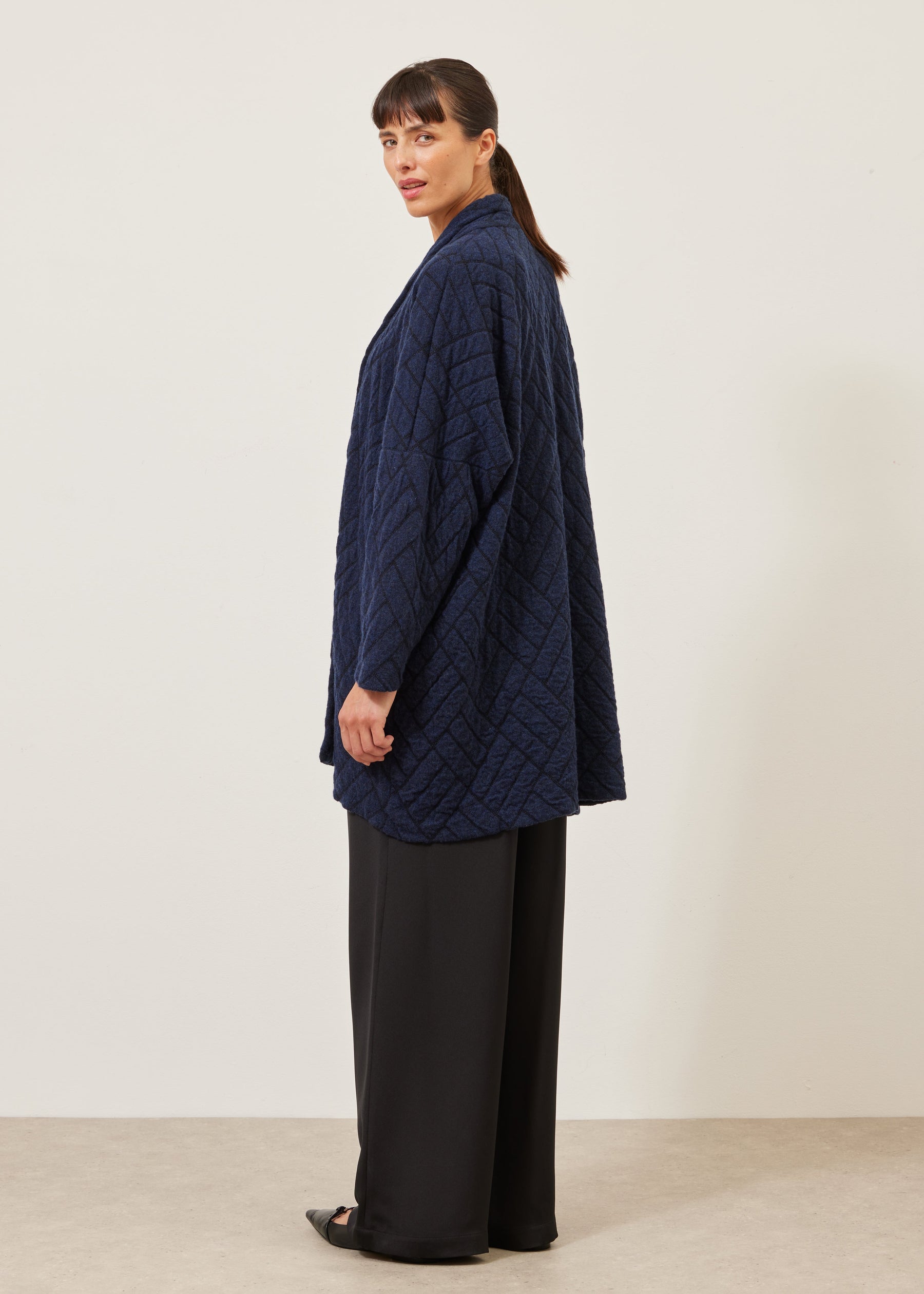knitted shawl collar cardigan - long plus