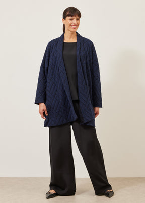knitted shawl collar cardigan - long plus