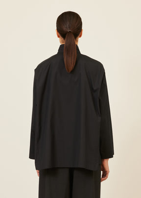 side panelled shirt with double stand collar - long