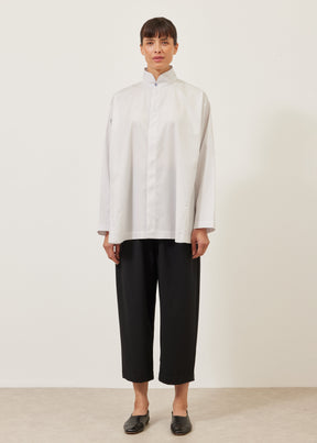 cotton side panelled shirt with double stand collar - long