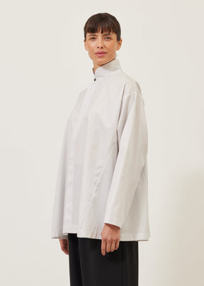 cotton side panelled shirt with double stand collar - long