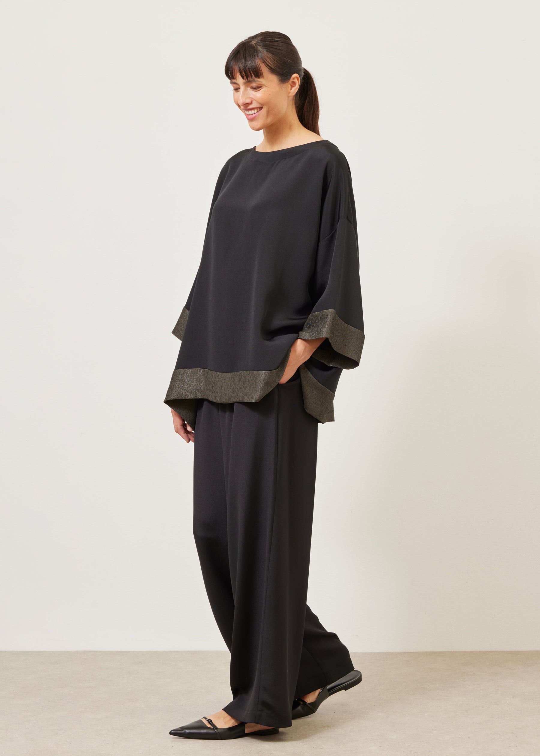 3/4 sleeve scoop neck tunic - long