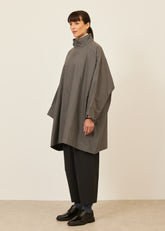 cotton mix extra wide sloped shoulder raincoat with tabs - very long