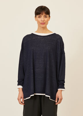 linen long sleeve boat neck - long