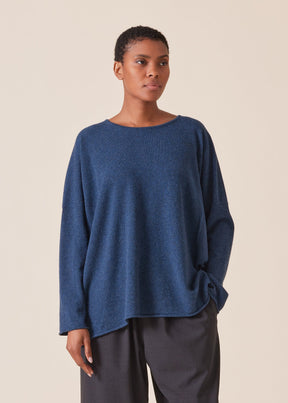 cashmere slim sleeve raw edge bateau neck sweater - mid plus