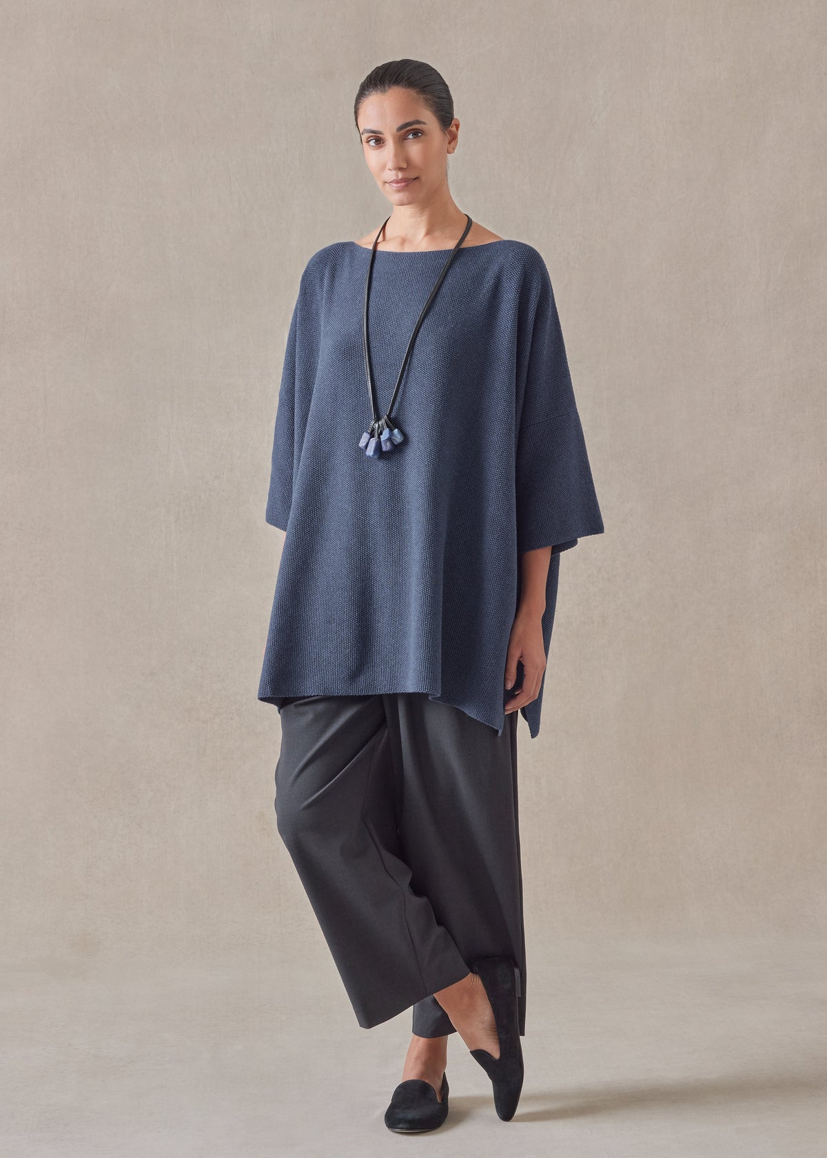 cotton square 3/4 sleeve top - long