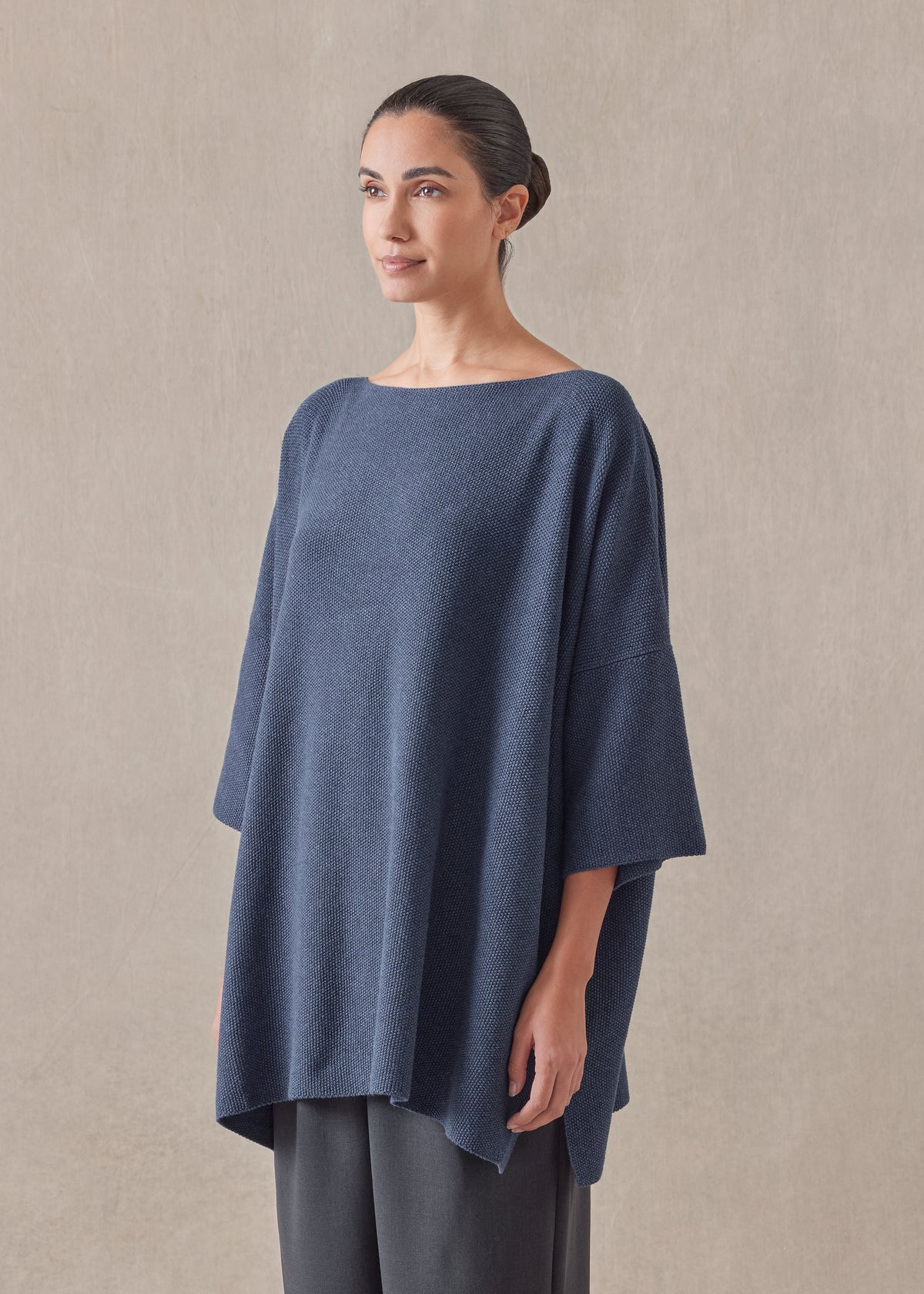 cotton square 3/4 sleeve top - long