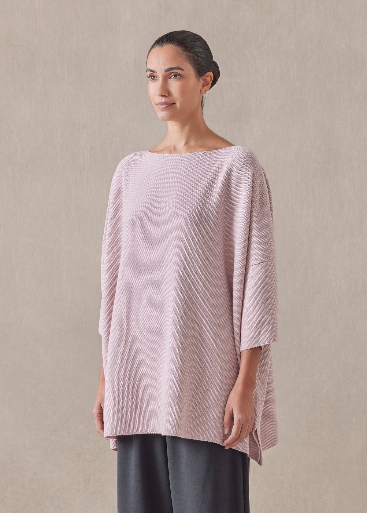 cotton square 3/4 sleeve top - long