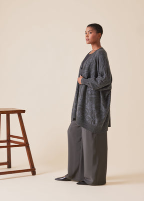 cashmere wide V-neck cardigan - long plus