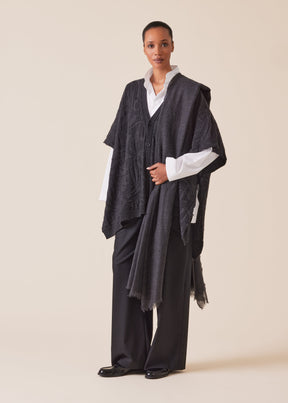 cashmere extra wide sleeveless cardigan tabard - long