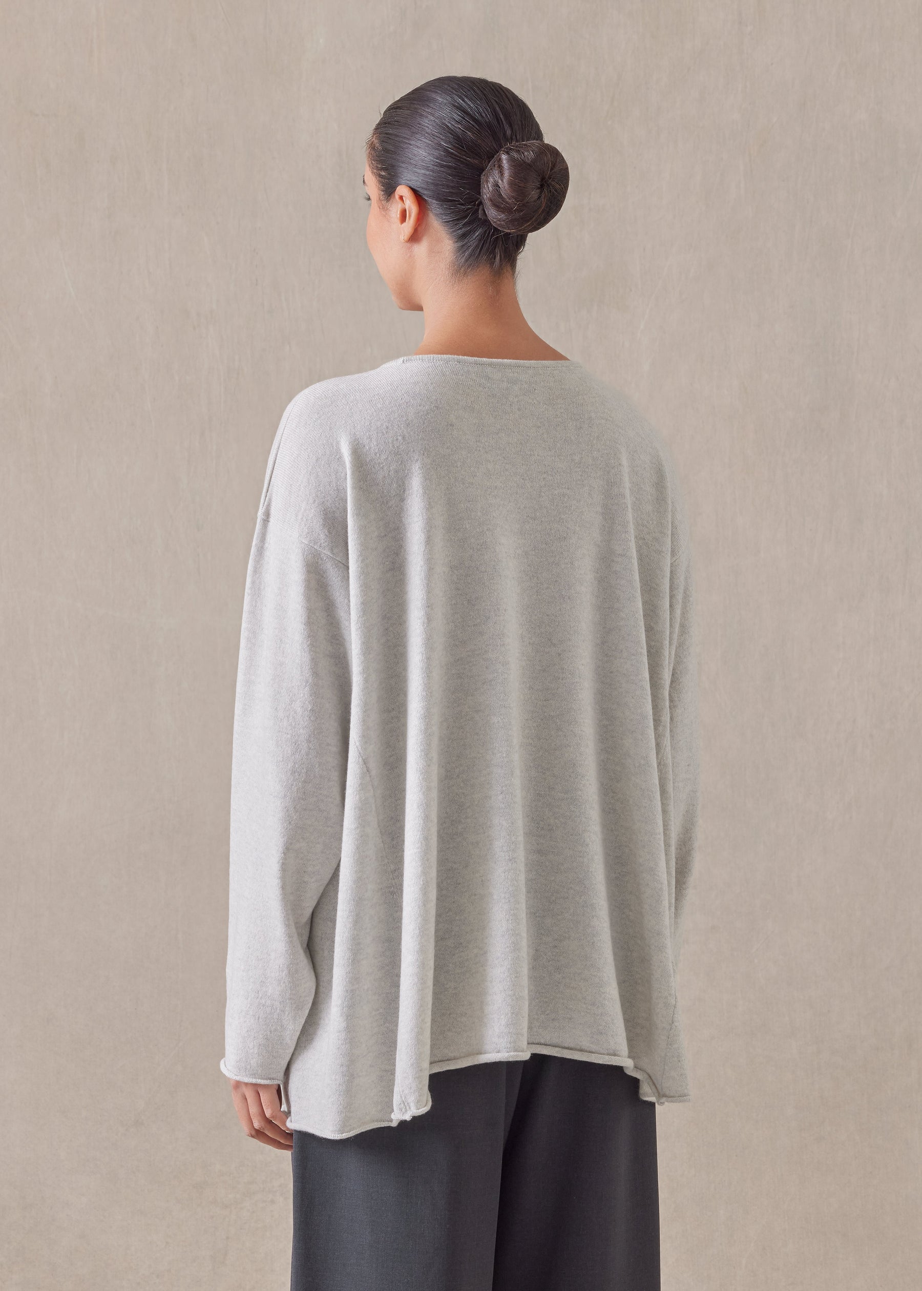 cashmere side panel a-line bateau neck sweater - mid plus