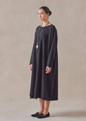 cashmere side panelled a-line bateau neck knit dress