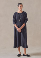 cashmere side panelled a-line bateau neck knit dress