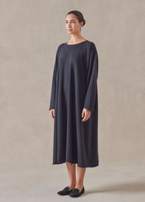 cashmere side panelled a-line bateau neck knit dress