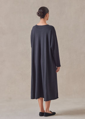 cashmere side panelled a-line bateau neck knit dress