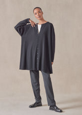 cashmere knitted side panelled cardigan - long plus