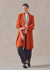 cashmere a-line scrunch shawl collar knit cardigan - long plus