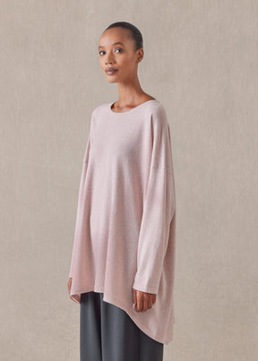 cashmere smaller front larger back round neck sweater - long