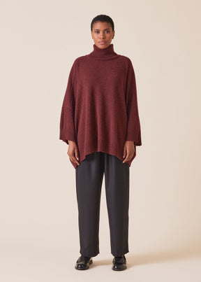 cashmere sloped shoulder roll neck sweater - long