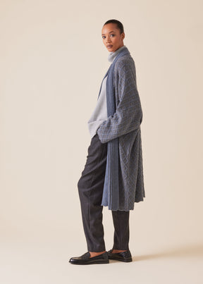 cashmere wide shawl collar cardigan coat