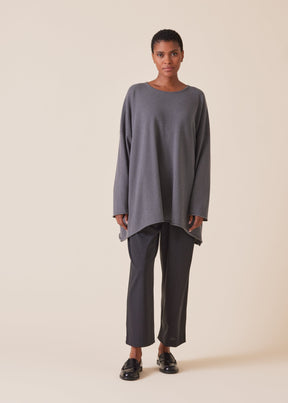 cashmere a-line bateau neck sweater - long