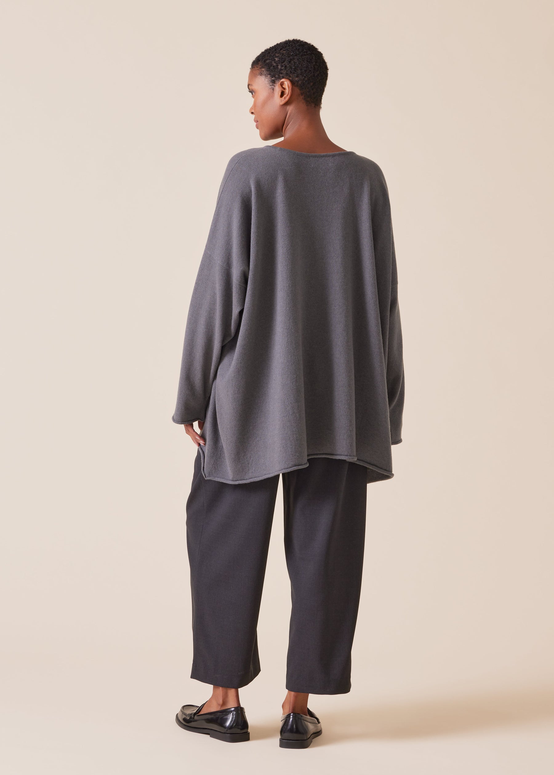 cashmere a-line bateau neck sweater - long