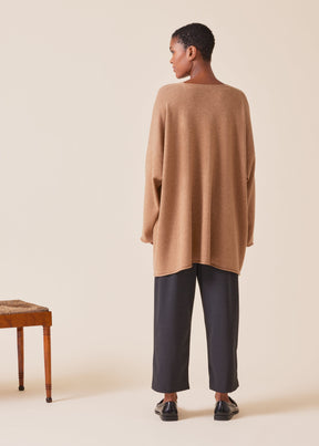 cashmere a-line v-neck sweater - long