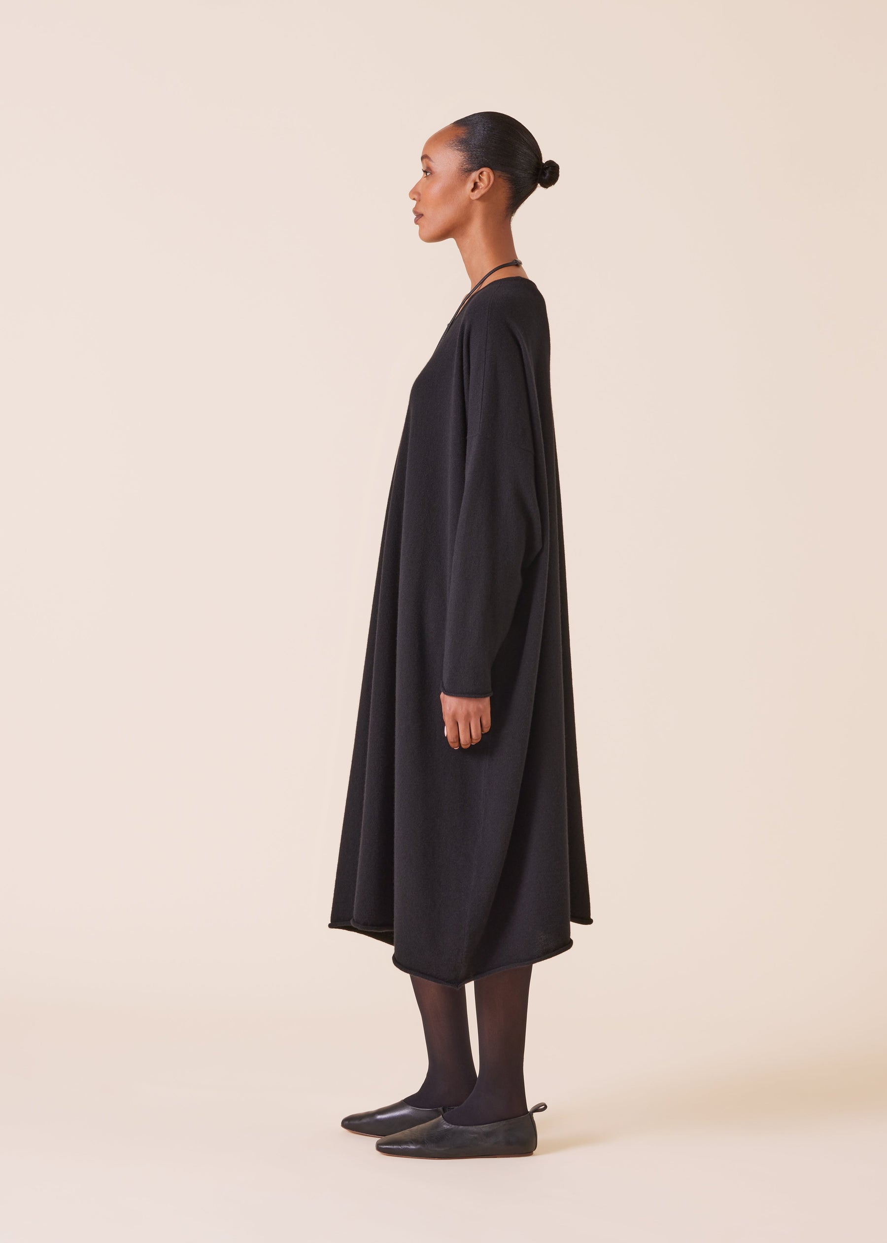 cashmere a-line bateau neck knit dress