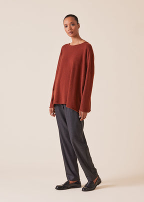 cashmere slim sleeve raw edge bateau neck sweater - mid plus