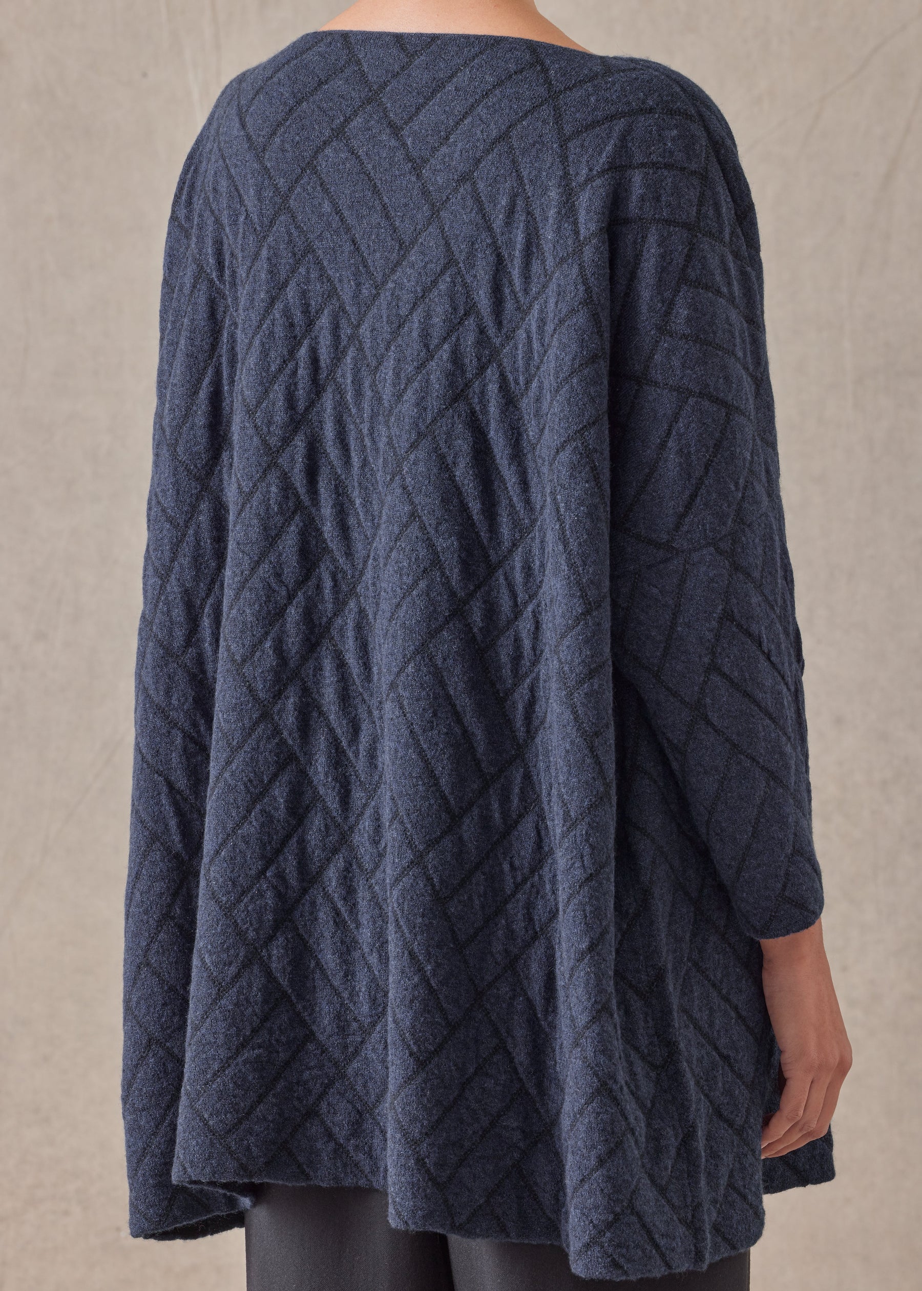 cashmere square 3/4 sleeve sweater - long