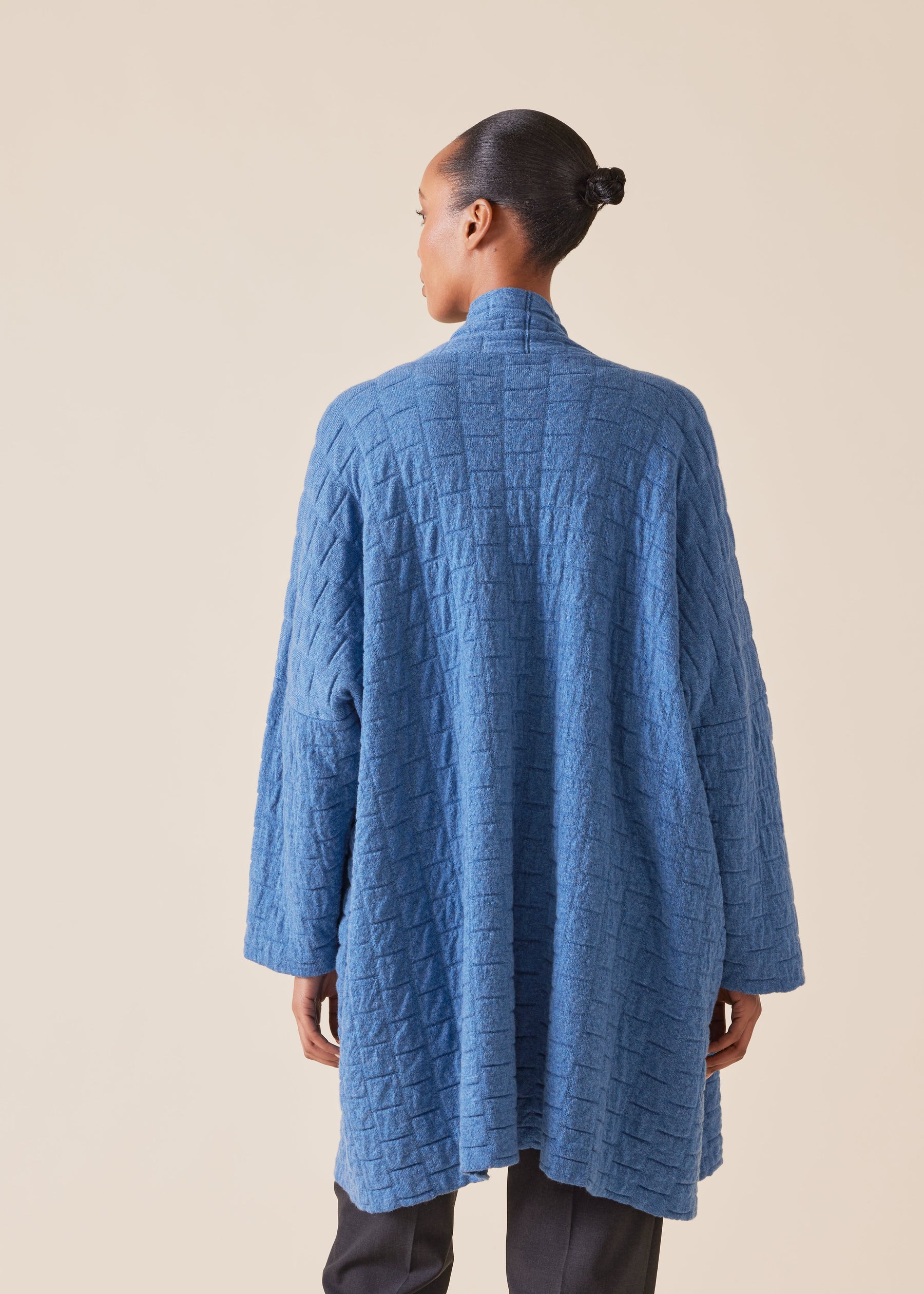 cashmere knitted scrunch shawl collar cardigan - long plus