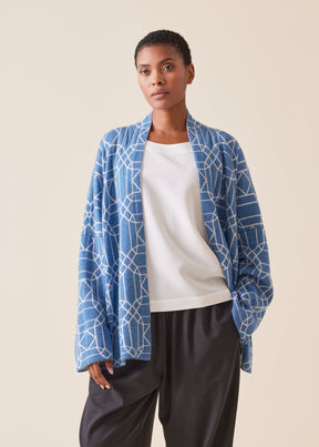 cashmere knitted scrunch shawl collar cardigan - mid