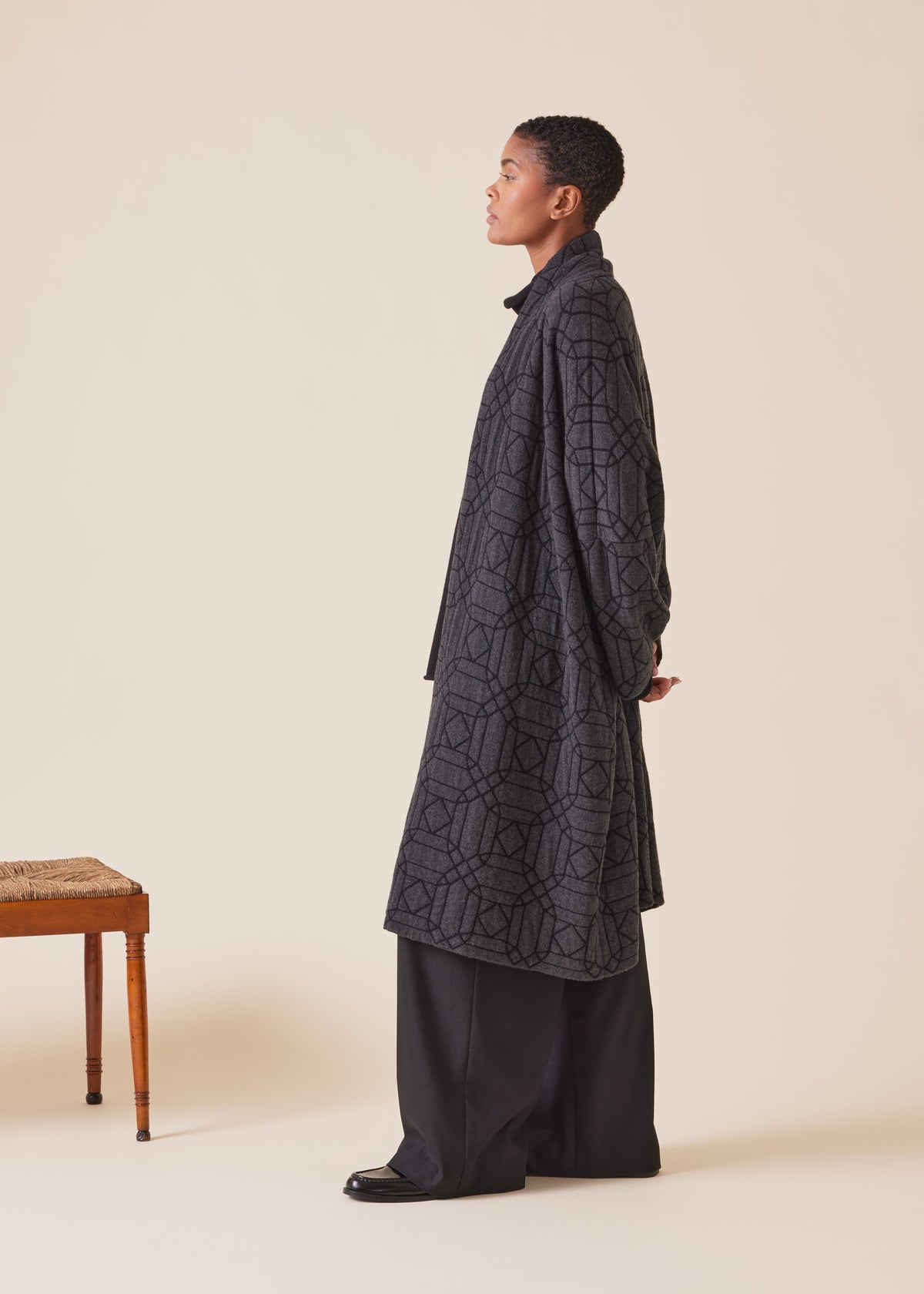 knitted scrunch shawl collar cardigan - very long