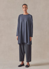 cotton jersey side panelled round neck t-shirt - long plus