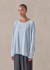 cotton jersey long sleeve double edge scoop neck - mid plus