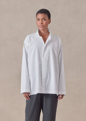 cotton side panelled shirt with double stand collar - mid plus