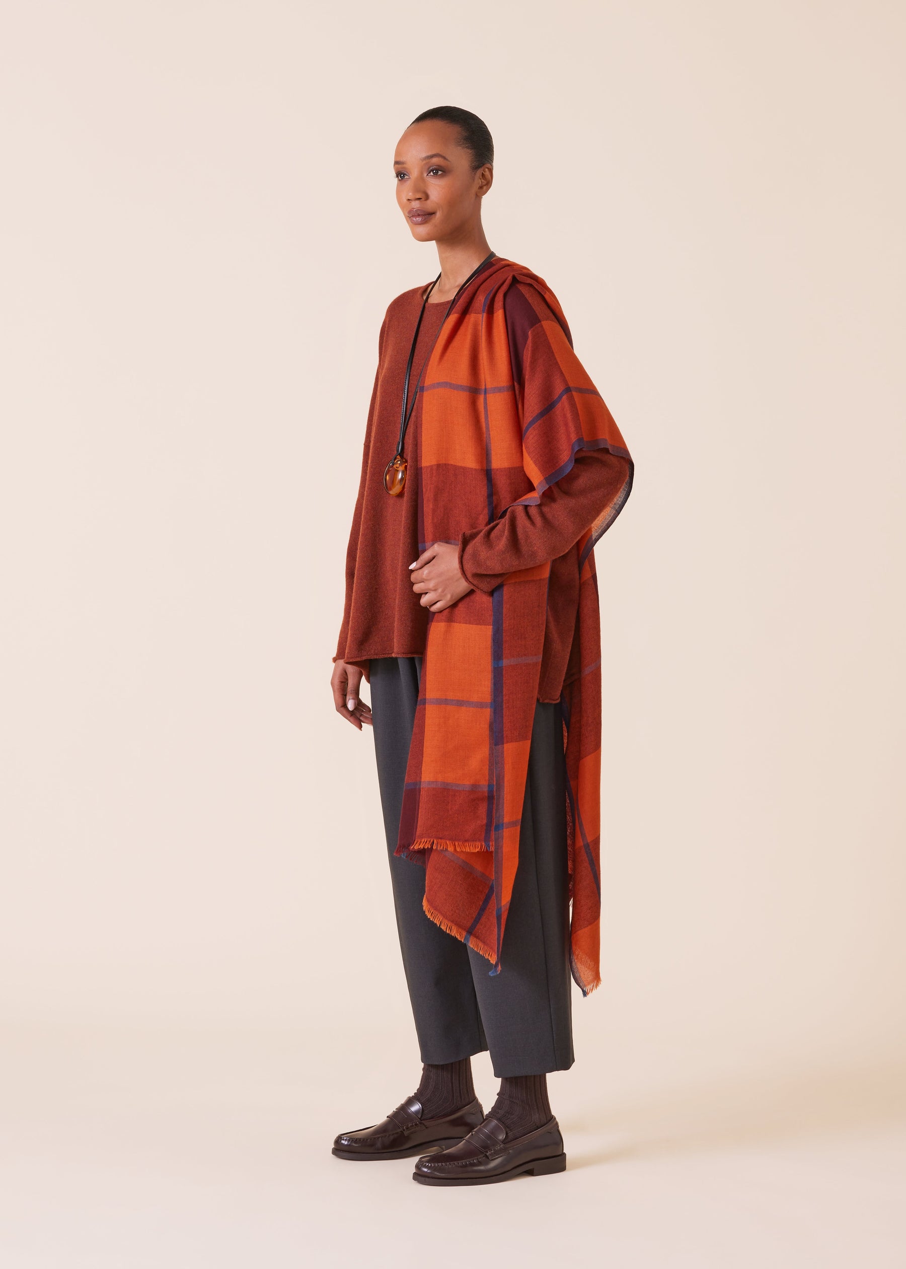 cashmere tartan check scarf