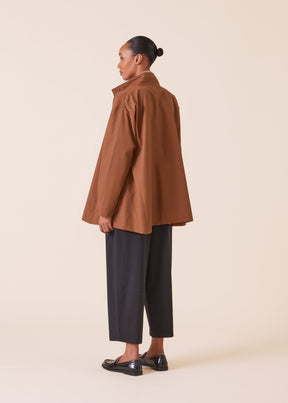 cotton caucasus high neck raincoat - long