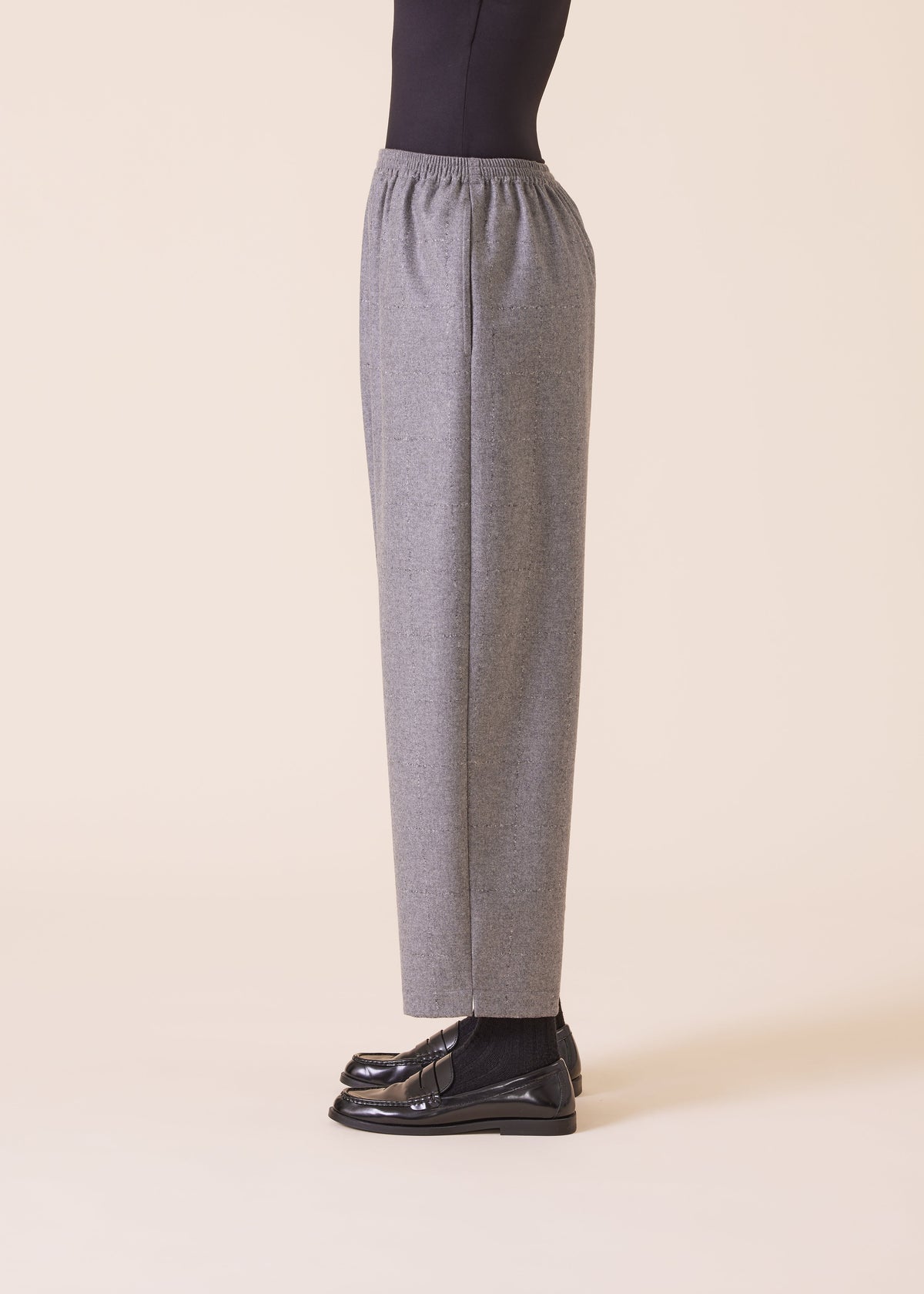 wool cashmere mix longer japanese trouser with ankle slits