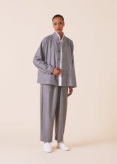 wool cashmere mix chinese imperial jacket with chinese collar - mid plus