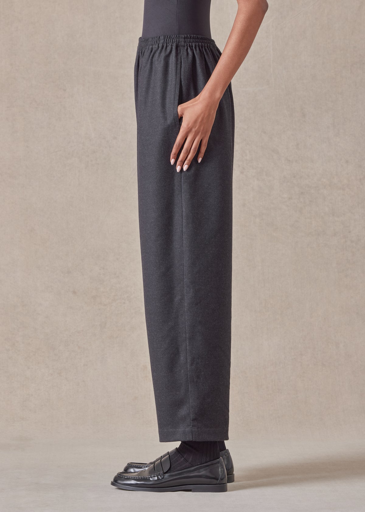 wool longer japanese trouser with ankle slits