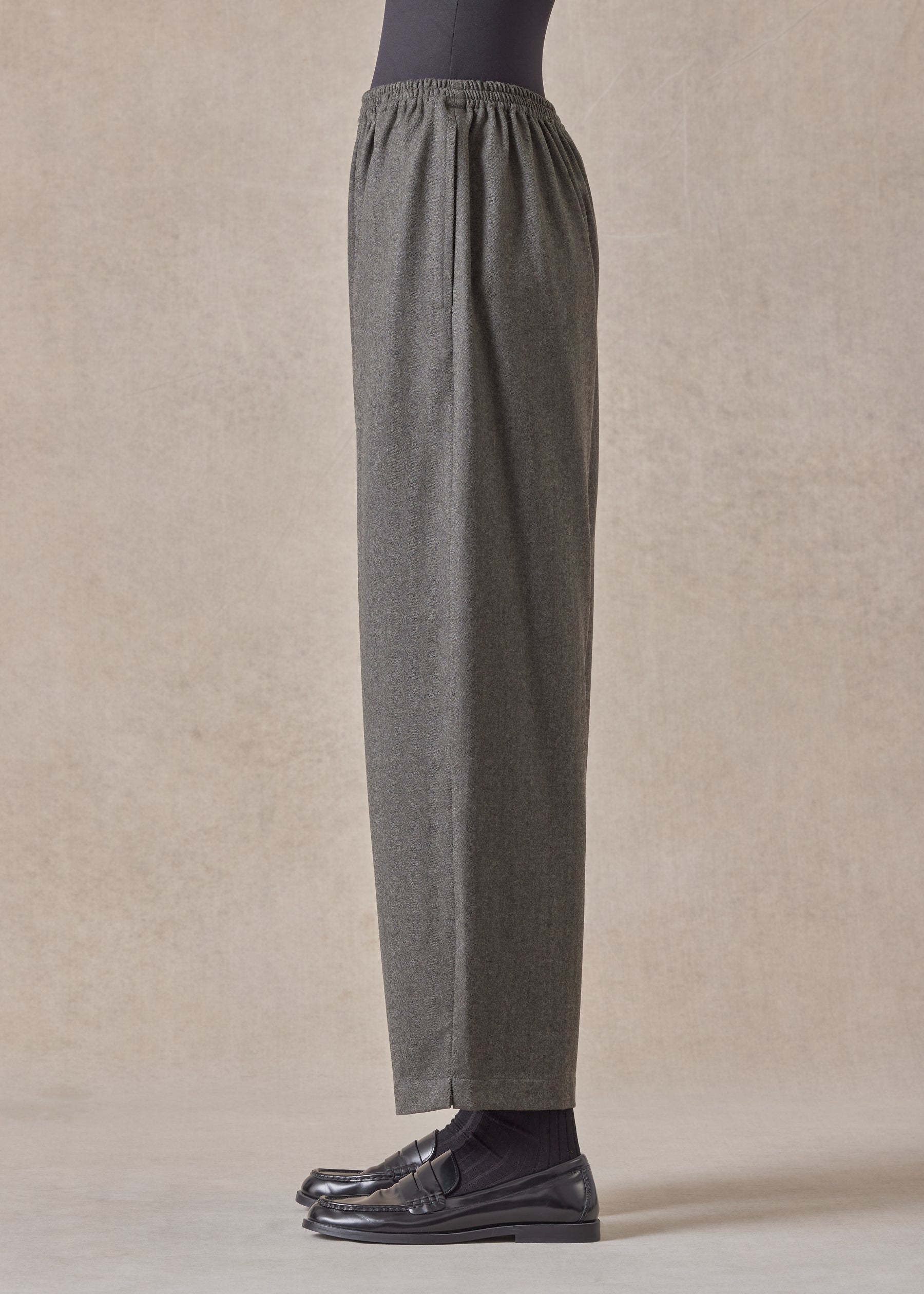 wool longer japanese trouser with ankle slits