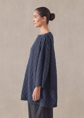 cashmere square 3/4 sleeve sweater - long