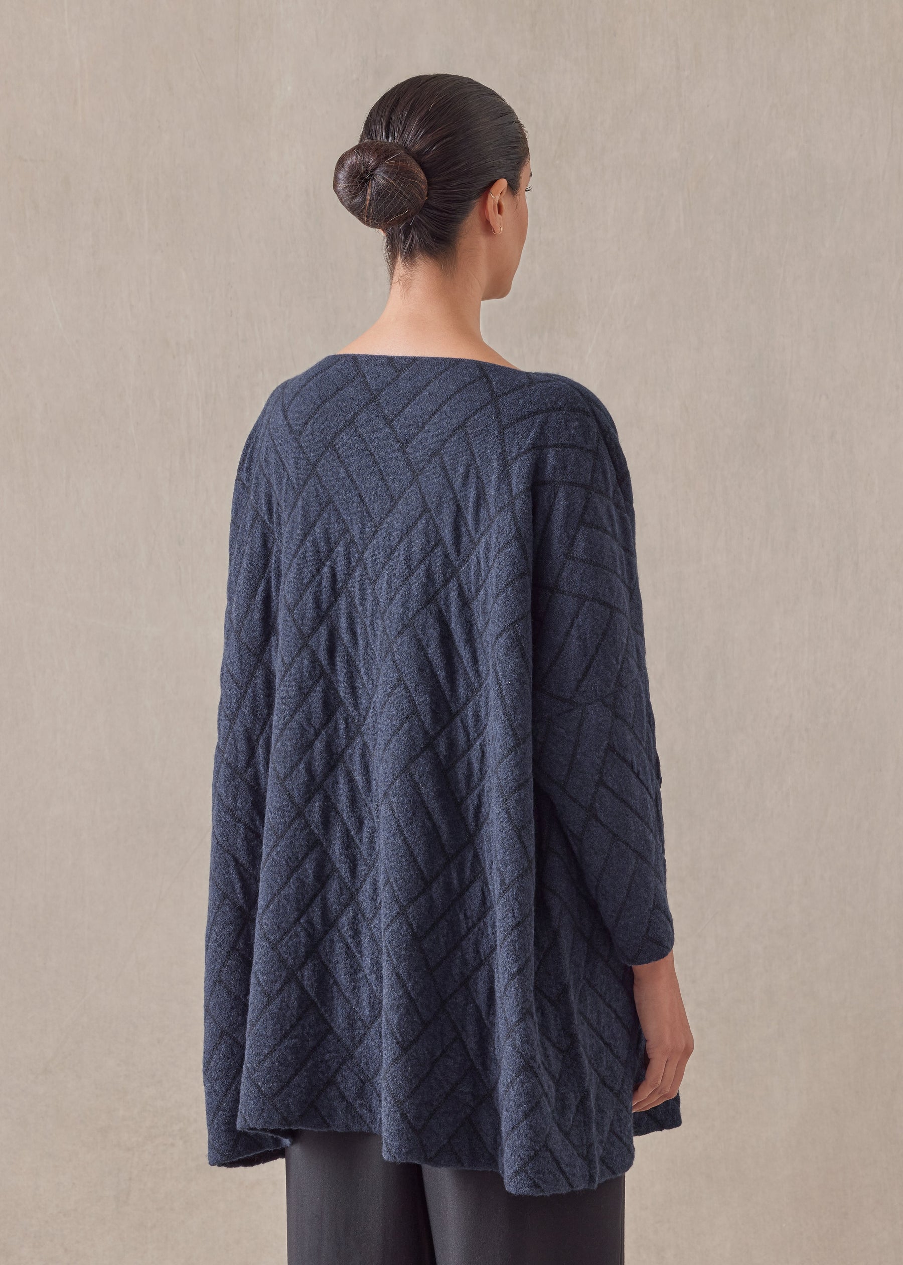 cashmere square 3/4 sleeve sweater - long