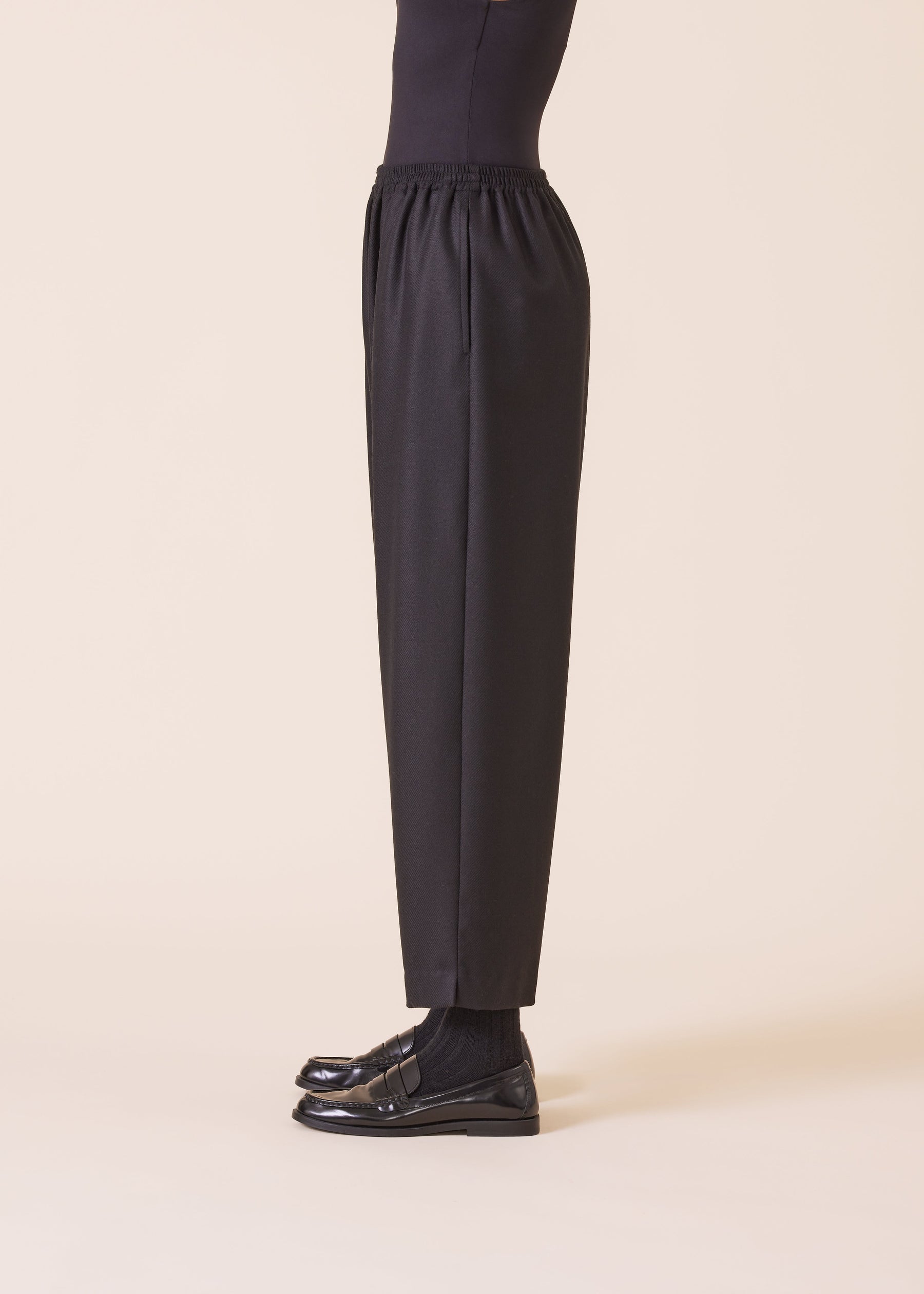 wool silk mix longer japanese trouser with ankle slits