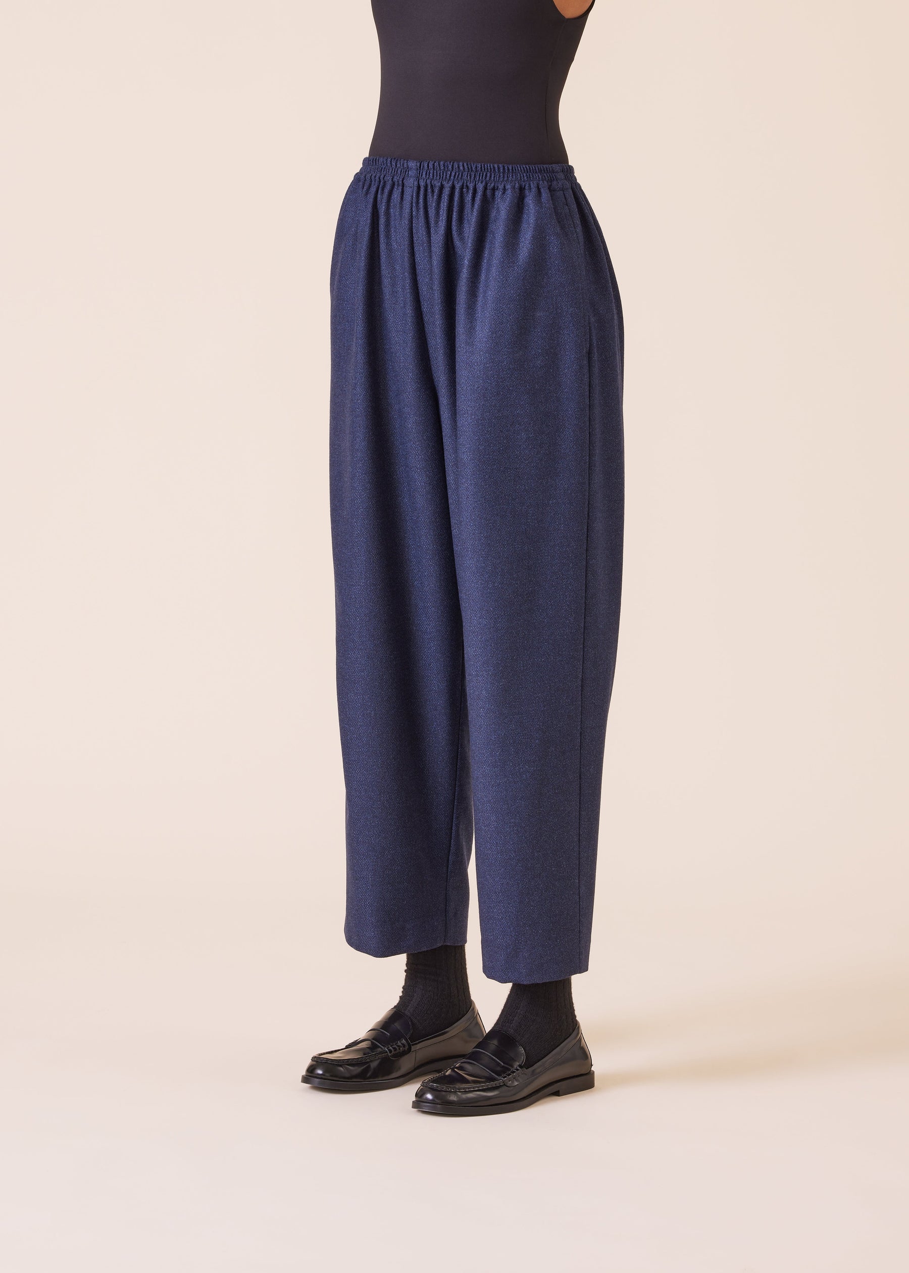 wool silk mix longer japanese trouser with ankle slits