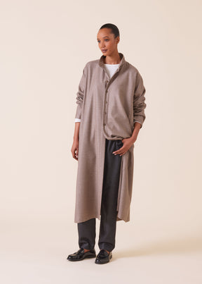 wool silk mix Caucasus robe coat with stand collar