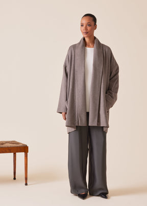 cashmere wide a-line shawl collar coat - long plus